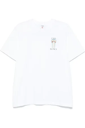 Casablanca Koszulki, Mężczyzna, Biały, S, Bawełna, T-shirt z nadrukiem logo z okrągłym dekoltem