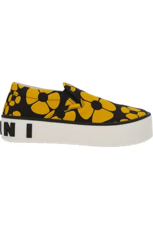 Marni Buty, Kobieta, Wielobarwność, 36 EU, Bawełna, Wsuwane sneakersy z nadrukiem
