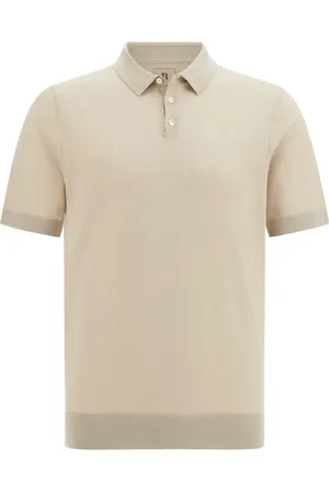 Boggi Milano Swetry, Mężczyzna, Beżowy, S, Wełna, Dzianinowa koszulka polo z wełny merino