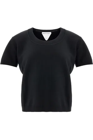 Bottega Veneta Koszulki, Kobieta, Czarny, M, Kaszmir, Cashmere T-Shirt