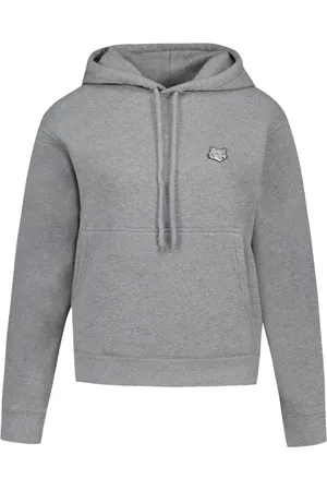 Maison Kitsuné Bluzy, Mężczyzna, Szary, L, Bawełna, Bluza z kapturem z naszywką Fox Head