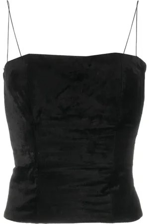 FORTE FORTE Koszulki, Kobieta, Czarny, L, Bawełna, Welwetowy Top Bustier