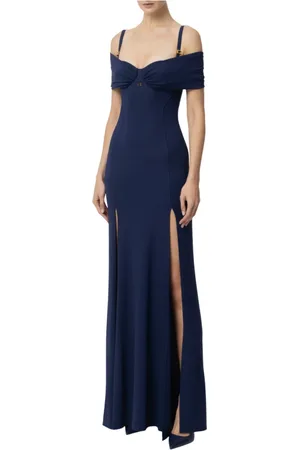 Elisabetta Franchi Sukienki, Kobieta, Niebieski, M, Niebieska Sukienka Wieczorowa w Stylu Gorsetowym