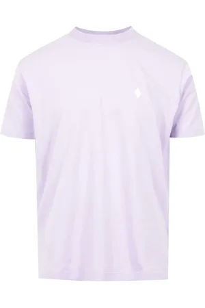 MARCELO BURLON Koszulki, Mężczyzna, Fioletowy, L, Bawełna, Bawełniany T-shirt z okrągłym dekoltem