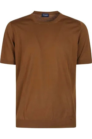 DRUMOHR Koszulki, Mężczyzna, brązowy, L, Luźny Bawełniany T-shirt