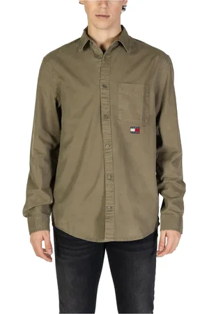 Tommy Hilfiger Koszule, Mężczyzna, Zielony, L, Koszula z długim rękawem kolekcja wiosna/lato
