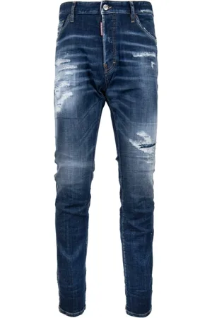 Dsquared2 Jeansy, Mężczyzna, Niebieski, XL, Bawełna, Jeansyy z guzikami i naszywkami