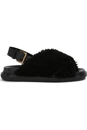 Marni Buty, Kobieta, Czarny, 37 EU, Skóra, Klapki Fussbett Shearling