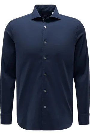 FEDELI Koszule, Mężczyzna, Niebieski, 2XL, Bawełna, Koszula z elastycznej bawełny Voile