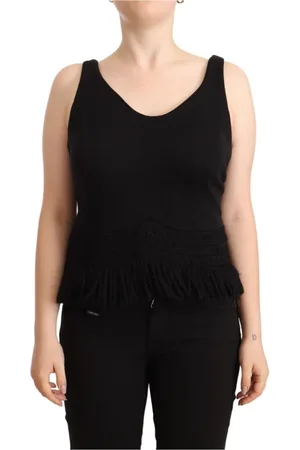 ERMANNO SCERVINO Koszulki, Kobieta, Czarny, L, Bawełna, Top bez Rękawów