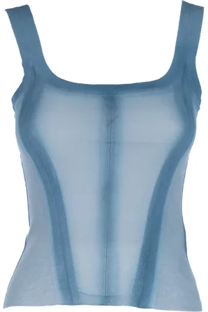 ERMANNO SCERVINO Koszulki, Kobieta, Niebieski, S, Top z cieniowanym nadrukiem