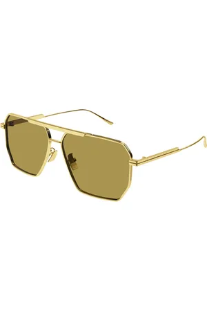 Bottega Veneta Akcesoria, unisex, Żółty, ONE SIZE, Minimalistyczne okulary przeciwsłoneczne typu Aviator
