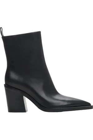 Estro Buty, Kobieta, Czarny, 35 EU, Skóra, Czarne Skórzane Kowbojki Botki