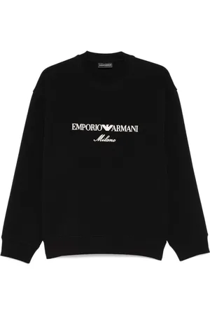 Emporio Armani Bluzy, Mężczyzna, Czarny, S, Bluza z Długim Rękawem z Okrągłym Dekoltem