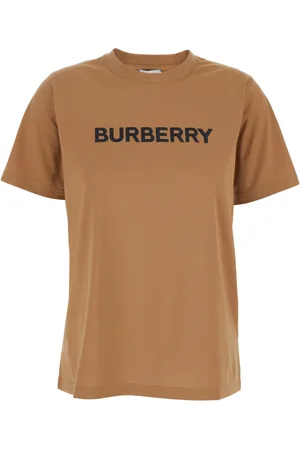 Burberry Koszulki, Kobieta, brązowy, S, Bawełna, Beżowy T-shirt z nadrukiem logo