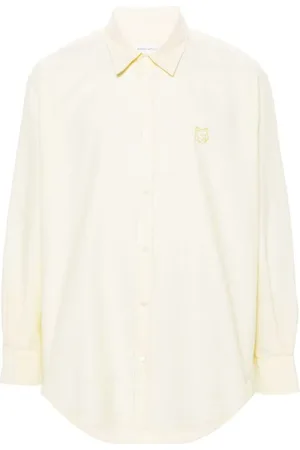 Maison Kitsuné Koszule, Mężczyzna, Żółty, M, Bawełna, Żółta koszula o splocie skośnym Twill