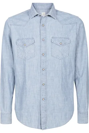 ELEVENTY Koszule, Mężczyzna, Niebieski, XL, Denim, Denim Shirt Texas ML