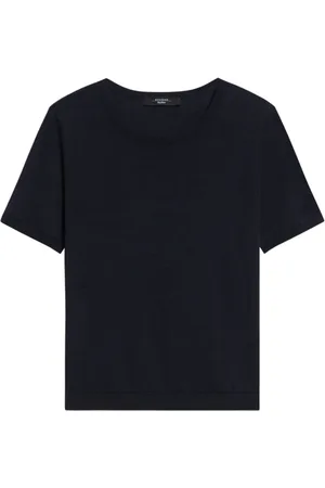 Max Mara Swetry, Kobieta, Niebieski, S, Bawełna, Dzianinowy top z mieszanki jedwabiu i bawełny