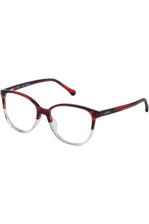 Loewe Akcesoria, Kobieta, Czerwony, ONE SIZE, Czerwone oprawki z octanu z prążkowaną tarczą