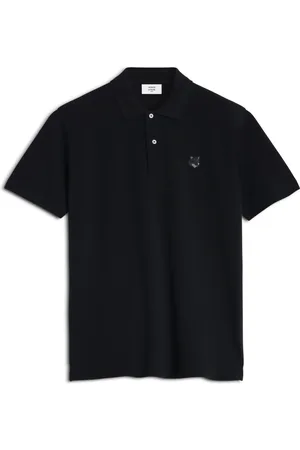Maison Kitsuné Koszulki, Mężczyzna, Czarny, XL, Czarna Koszulka Polo z Głową Liska