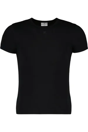 Courrèges Koszulki, Mężczyzna, Czarny, S, T-shirt kontrastowy, krótki rękaw, haftowane logo