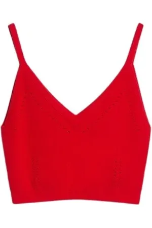 Max Mara Koszulki, Kobieta, Czerwony, M, Czerwony dziergany crop top