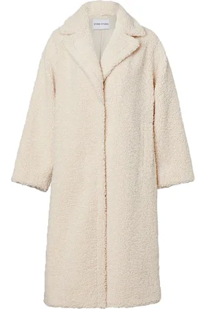 Stand Studio Kurtki, Kobieta, Biały, M, Poliester, Maria Oversized Faux Fur Teddy Coat