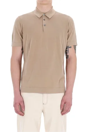 DRUMOHR Koszulki, Mężczyzna, Beżowy, 2XL, Lekka letnia koszulka polo z efektem frosted