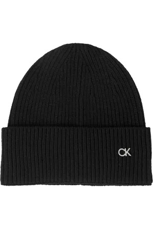 Calvin Klein Akcesoria, Kobieta, Czarny, ONE SIZE, Wełna, Re-Lock Mix Beanie