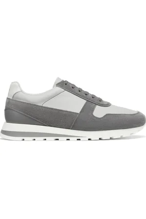 Brunello Cucinelli Buty, Mężczyzna, Szary, 43 1/2 EU, Zamsz, Sneakersy z zamszowymi panelami