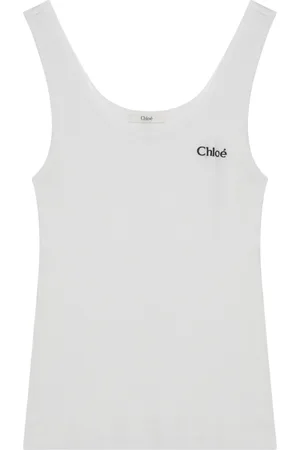 Chloé Koszulki, Kobieta, Biały, L, Bawełna, Logo Cotton Tank Top