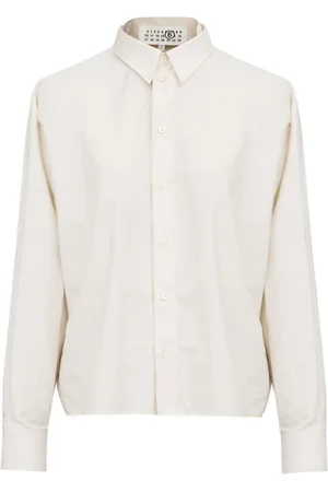 Maison Margiela Bluzki, Kobieta, Biały, 2XS, Bawełna, Warstwowa koszula bawełniana