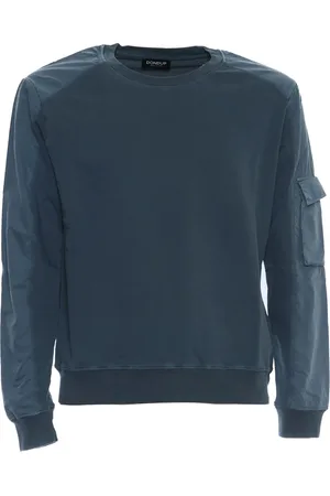 Dondup Bluzy, Mężczyzna, Niebieski, S, Bawełna, Błękitna Bluza z Okrągłym Dekoltem