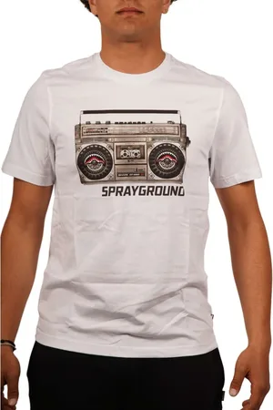 Sprayground Koszulki, Mężczyzna, Biały, S, Koszulka T-Shirt z Nadrukiem Vintage Stereo