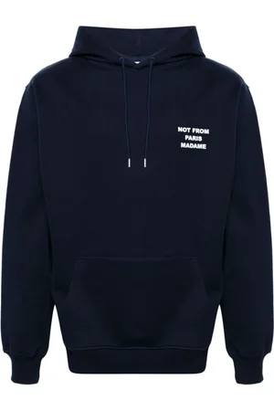 Drôle de Monsieur Bluzy, Mężczyzna, Niebieski, XL, Bawełna, Granatowa bluza dresowa z nadrukiem hasła