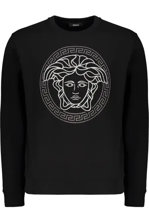 VERSACE Bluzy, Mężczyzna, Czarny, S, Bluza z bawełny z detalem logo