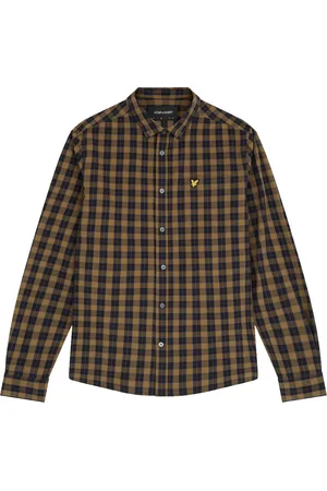 Lyle & Scott Koszule, Mężczyzna, Wielobarwność, L, Bawełna, Koszula w kratę z popeliny