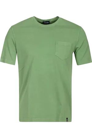 DRUMOHR Koszulki, Mężczyzna, Zielony, S, Zielony T-shirt z Kieszenią na Piersi