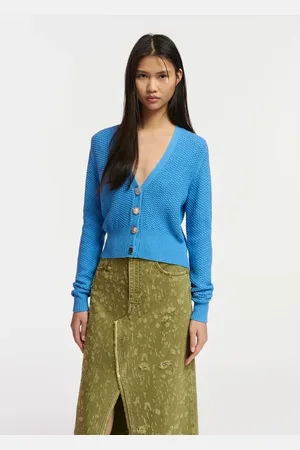 Essentiel Antwerp Swetry, Kobieta, Niebieski, M, Kardigan Farah z ozdobnymi guzikami