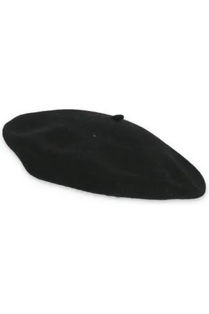 Maison Margiela Akcesoria, Kobieta, Czarny, M, Wełna, Wełniany beret baskijski z czterema szwami