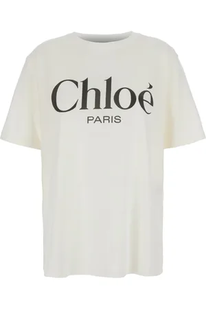 Chloé Koszulki, Kobieta, Biały, XS, Bawełna, T-shirt z logo