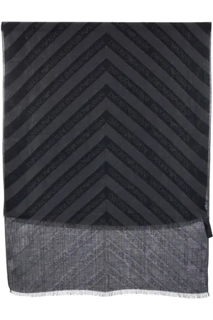 Emporio Armani Akcesoria, Mężczyzna, Szary, ONE SIZE, Szalik żakardowy w jodełkę Chevron
