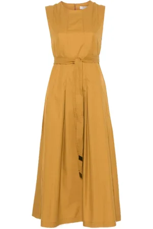 Max Mara Sukienki, Kobieta, Żółty, XS, Sukienka Amina z Plisami i Zamkiem