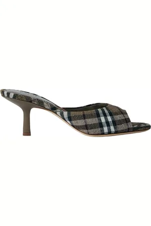 Burberry Buty, Kobieta, Szary, 36 EU, Kraciaste Kitten Heel Mules