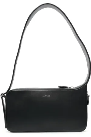 Courrèges Torebki, Kobieta, Czarny, ONE SIZE, Skóra, Skórzana torba na ramię w stylu Racer