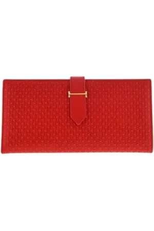 Carolina Herrera Akcesoria, Kobieta, Czerwony, ONE SIZE, Skóra, Skórzany portfel Insignia Initials