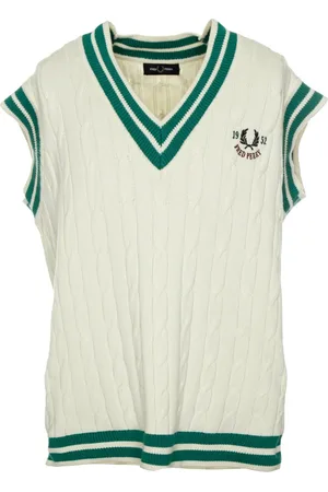 Fred Perry Swetry, Mężczyzna, Biały, M, Dzianinowa Kamizelka Tenisowa Pullunder