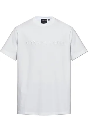 Canada Goose Koszulki, Mężczyzna, Biały, 2XL, Bawełna, T-shirt z haftowanym logo