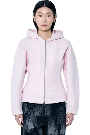 Ganni Bluzy, Kobieta, Różowy, M, Bawełna, Bawełniana bluza z kapturem na zamek