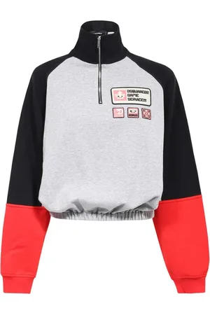 Dsquared2 Bluzy, Kobieta, Wielobarwność, S, Bawełna, Bawełniana bluza z kołnierzem stójką